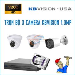 Trọn bộ 3 camera KBVision 1.0MP