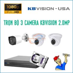 Trọn bộ 3 camera KBVision 2.0MP